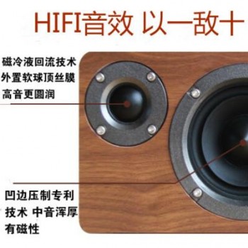 无线蓝牙音箱HIFI家用重低音炮 手机电脑木质台式书架桌面音响图3