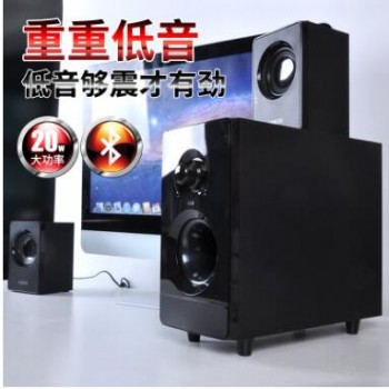 ENKOR E10S电脑音响重低音家用usb多媒体台式低音炮实木蓝牙音箱图1