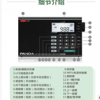 熊猫6208插卡收音机全波段充电老人便携式播放器收音机图2