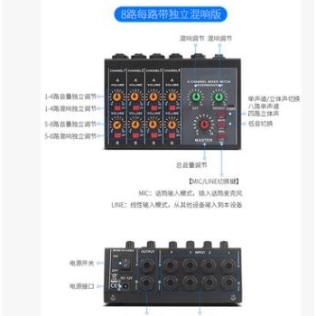 8路混音器带每路独立混响效果器集线器话筒麦克风信号乐器扩展器图3