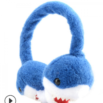 噢耶M06鲨鱼 85dB毛绒耳机保暖冬天专用护耳舒适头戴式耳机 儿童