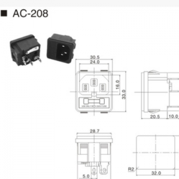 空气净化器 三合一AC电源插座 带开关带保险丝插座 品字座AC-208图2