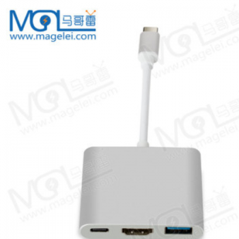 Type C TO HDMI+USB三合一转换器 铝合金 USB 3.1转HDMI转接线图2