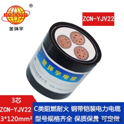 金环宇电缆 深圳c类阻燃耐火电缆ZCN-YJV22-3x120 铠装电缆yjv22