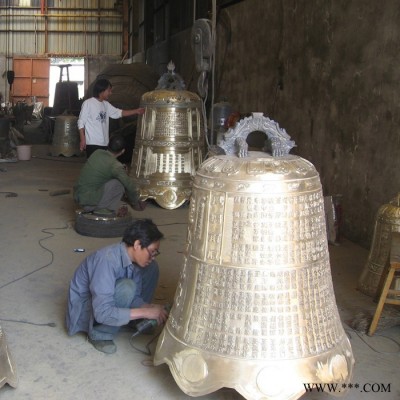 妙缘铜雕定制宝林寺院喇叭形铜钟仿古黄铜铜钟定做铸铁钟工艺品图3