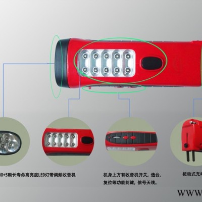 艾而丹 LED手电筒 强光手电筒收音机照明手电筒图2