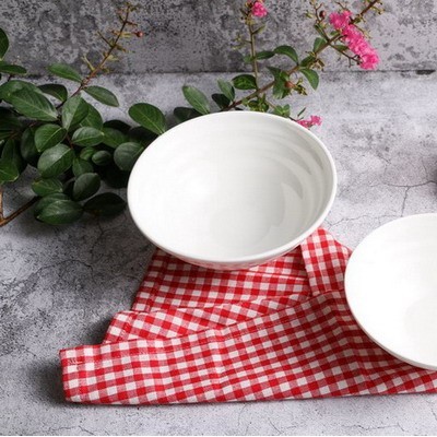 佳润 A003 罗纹喇叭碗厂家 白瓷碗订做 家用陶瓷