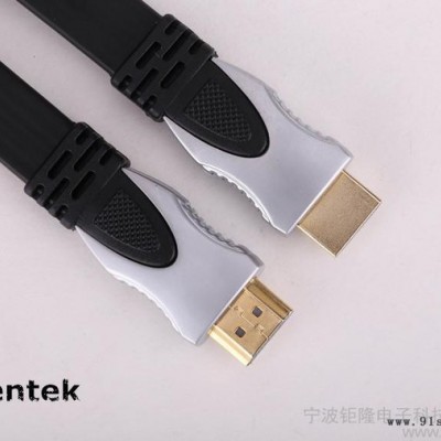 HENTEK JL-H57 HDMI高清视频连接线 音视频线 扁线 镀金头 黑色+灰色双色注塑 13.8Gbps高速传输图2