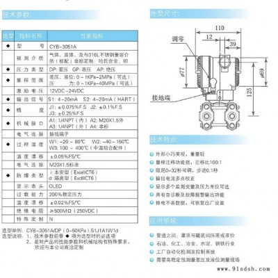 CYB-3051A 智能压力\差压变送器 智能压力变送器,电容式压力变送器图3