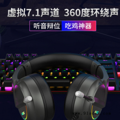 黑爵AX365头戴式游戏耳机重低音7.1听声辨位电竞全罩式亚马逊跨境图2